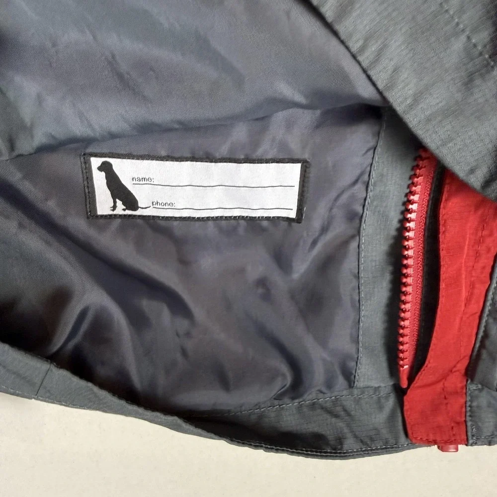 Eddie Bauer Jacket Kids 10/12 Red Gray‎ Hooded Windbreaker Zip Pockets Logo